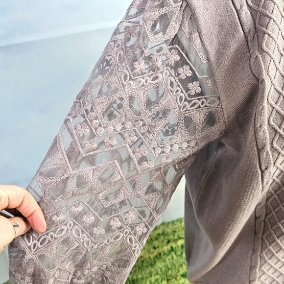 CALIGRAPHIE | BUTTER SOFT LACE PUFF SLEEVE KNIT SWEATER - Picture 11 of 16